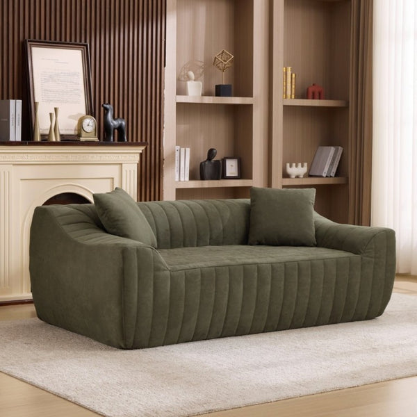 English Elm Oversized Faux Leather Loveseat Deep Seat Two Person Sofa for Apartments and Small Spaces Green W5808P516669
