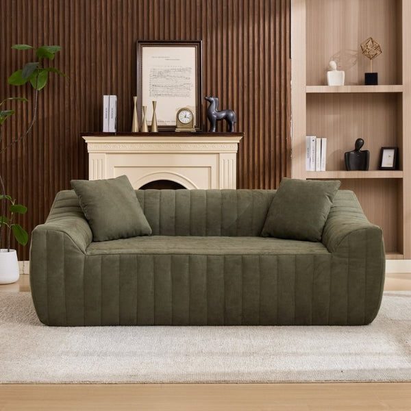 English Elm Oversized Faux Leather Loveseat Deep Seat Two Person Sofa for Apartments and Small Spaces Green W5808P516669