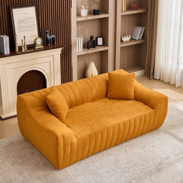 English Elm Oversized Faux Leather Loveseat Deep Seat Two Person Sofa for Apartments and Small Spaces Orange W5808P516670