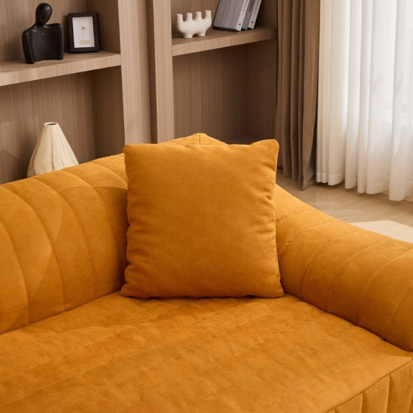 English Elm Oversized Faux Leather Loveseat Deep Seat Two Person Sofa for Apartments and Small Spaces Orange W5808P516670
