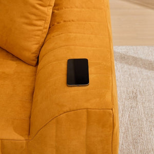 English Elm Oversized Faux Leather Loveseat Deep Seat Two Person Sofa for Apartments and Small Spaces Orange W5808P516670