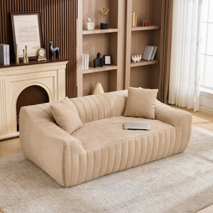 English Elm Oversized Faux Leather Loveseat Deep Seat Two Person Sofa for Apartments and Small Spaces Camel W5808P516671