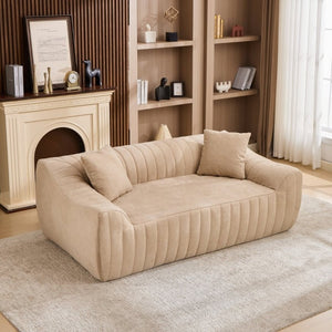 English Elm Oversized Faux Leather Loveseat Deep Seat Two Person Sofa for Apartments and Small Spaces Camel W5808P516671