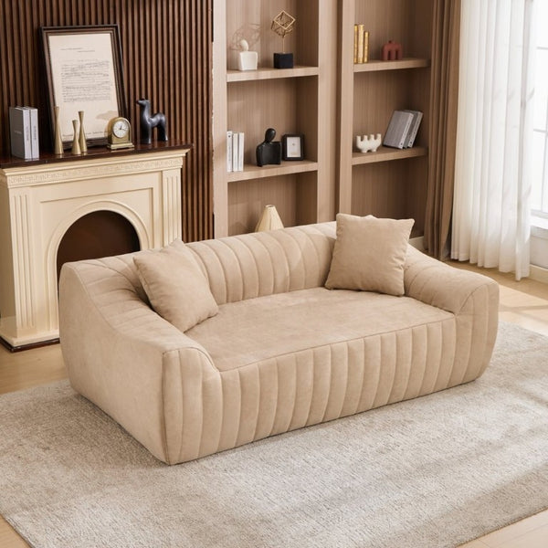 English Elm Oversized Faux Leather Loveseat Deep Seat Two Person Sofa for Apartments and Small Spaces Camel W5808P516671