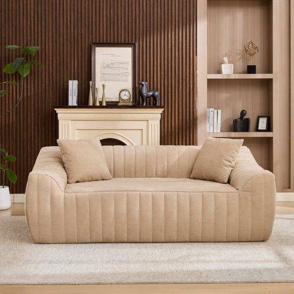 English Elm Oversized Faux Leather Loveseat Deep Seat Two Person Sofa for Apartments and Small Spaces Camel W5808P516671