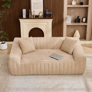 English Elm Oversized Faux Leather Loveseat Deep Seat Two Person Sofa for Apartments and Small Spaces Camel W5808P516671