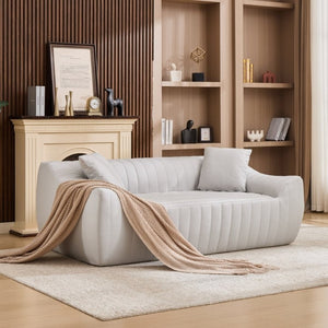 English Elm Oversized Faux Leather Loveseat Deep Seat Two Person Sofa for Apartments and Small Spaces White W5808P516672