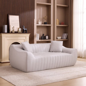 English Elm Oversized Faux Leather Loveseat Deep Seat Two Person Sofa for Apartments and Small Spaces White W5808P516672