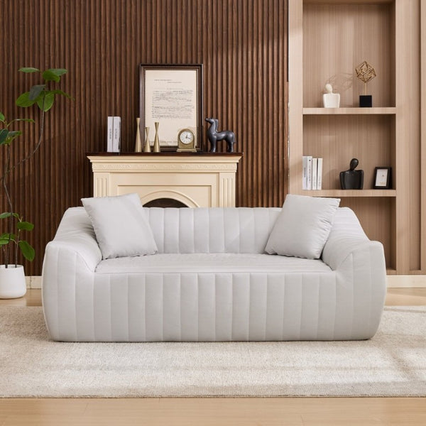 English Elm Oversized Faux Leather Loveseat Deep Seat Two Person Sofa for Apartments and Small Spaces White W5808P516672