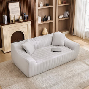 English Elm Oversized Faux Leather Loveseat Deep Seat Two Person Sofa for Apartments and Small Spaces White W5808P516672