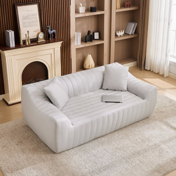 English Elm Oversized Faux Leather Loveseat Deep Seat Two Person Sofa for Apartments and Small Spaces White W5808P516672