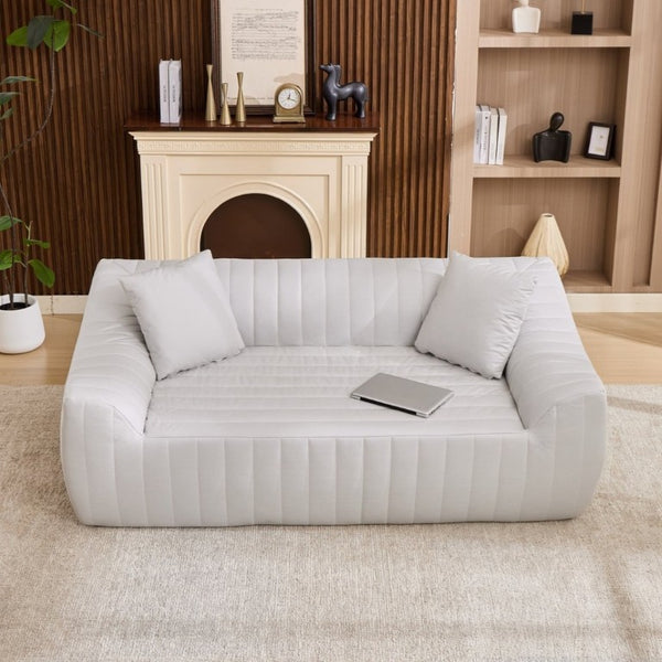 English Elm Oversized Faux Leather Loveseat Deep Seat Two Person Sofa for Apartments and Small Spaces White W5808P516672