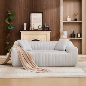 English Elm Oversized Faux Leather Loveseat Deep Seat Two Person Sofa for Apartments and Small Spaces White W5808P516672