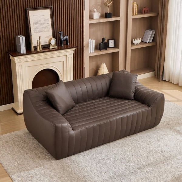 English Elm Oversized Faux Leather Loveseat Deep Seat Two Person Sofa for Apartments and Small Spaces Brown W5808P516673