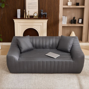 English Elm Oversized Faux Leather Loveseat Deep Seat Two Person Sofa for Apartments and Small Spaces Grey W5808P516674