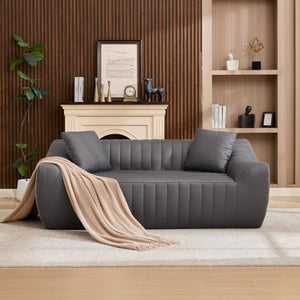 English Elm Oversized Faux Leather Loveseat Deep Seat Two Person Sofa for Apartments and Small Spaces Grey W5808P516674