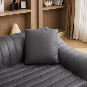 English Elm Oversized Faux Leather Loveseat Deep Seat Two Person Sofa for Apartments and Small Spaces Grey W5808P516674