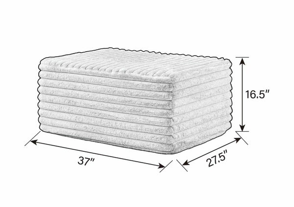 English Elm 37 Inch Striped Faux Fur Floor Ottoman with Memory Foam Fill for Living Room Bedroom Light Grey W5808P595371