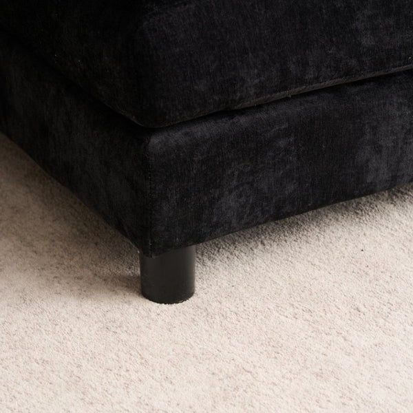 English Elm Modular U Shaped Chenille Sectional with Storage Console Cupholders and USB Charging Black W5808S00005