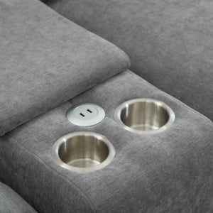 English Elm Modular U Shaped Chenille Sectional with Storage Console Cupholders and USB Charging Grey W5808S00006