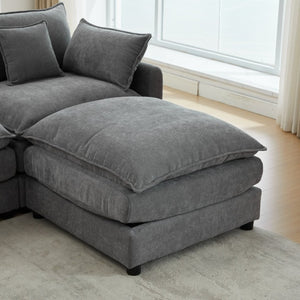 English Elm Modular U Shaped Chenille Sectional with Storage Console Cupholders and USB Charging Grey W5808S00006