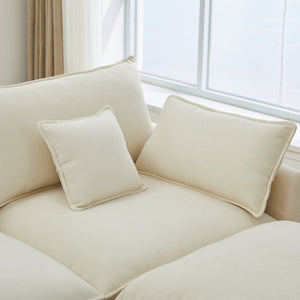 English Elm Modular U Shaped Chenille Sectional with Storage Console Cupholders and USB Charging White W5808S00007