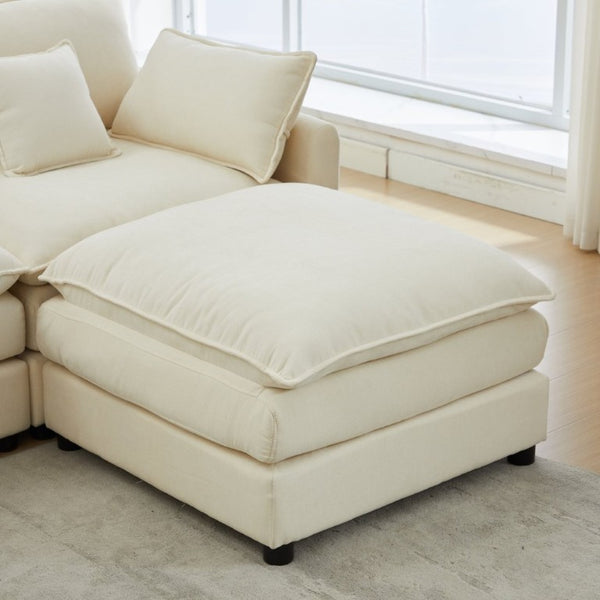 English Elm Modular U Shaped Chenille Sectional with Storage Console Cupholders and USB Charging White W5808S00007