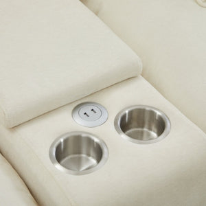 English Elm Modular U Shaped Chenille Sectional with Storage Console Cupholders and USB Charging White W5808S00007