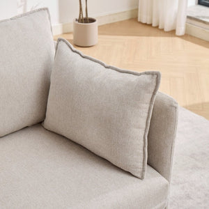 English Elm Oversized Chenille Accent Chair with Storage Ottoman and Pillows for Living Rooms Beige W5808S00009