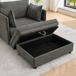 English Elm Oversized Chenille Deep Seat Accent Chair with Ottoman and Pillows for Modern Living W5808S00010