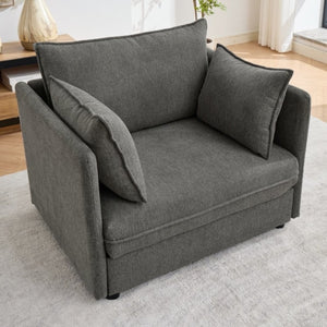 English Elm Oversized Chenille Deep Seat Accent Chair with Ottoman and Pillows for Modern Living W5808S00010