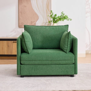 English Elm Oversized Chenille Accent Chair with Storage Ottoman and Pillows for Living Rooms Green W5808S00012