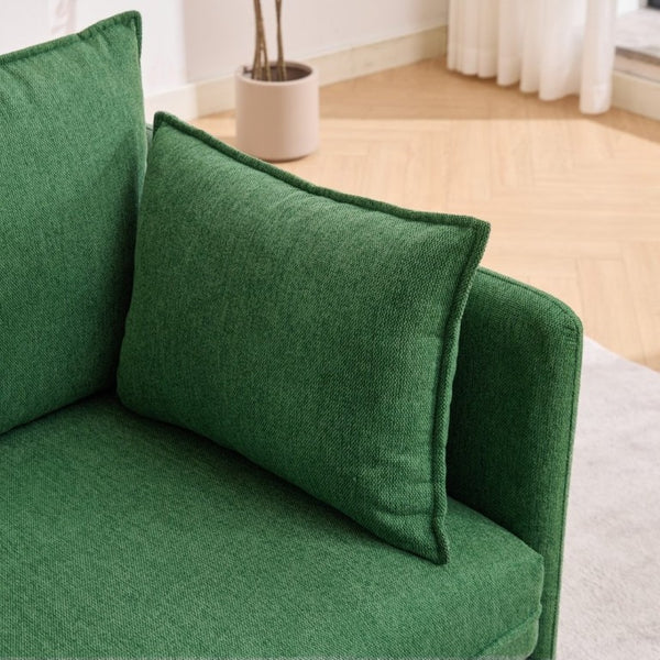 English Elm Oversized Chenille Accent Chair with Storage Ottoman and Pillows for Living Rooms Green W5808S00012