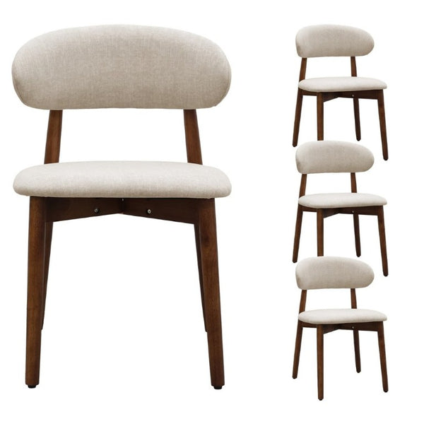 English Elm Warm Grey Flannel Armless Dining Chairs Set of 4 with Solid Oak Legs for Modern Kitchens W5815P476394