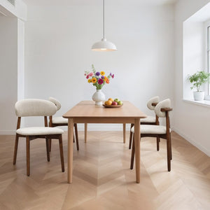 English Elm Warm Grey Flannel Armless Dining Chairs Set of 4 with Solid Oak Legs for Modern Kitchens W5815P476394