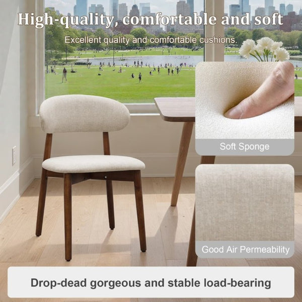 English Elm Warm Grey Flannel Armless Dining Chairs Set of 4 with Solid Oak Legs for Modern Kitchens W5815P476394