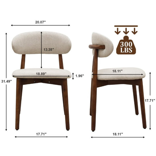 English Elm Warm Grey Flannel Armless Dining Chairs Set of 4 with Solid Oak Legs for Modern Kitchens W5815P476394