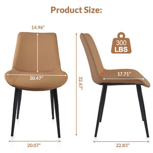 English Elm Black PU Leather Dining Chair Set Curved Ergonomic Seat Steel Legs Modern Kitchen Brown W5815P507179