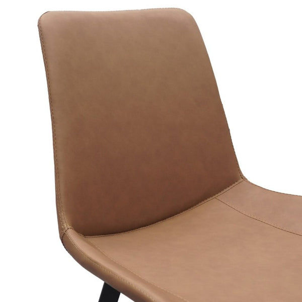 English Elm Black PU Leather Dining Chair Set Curved Ergonomic Seat Steel Legs Modern Kitchen Brown W5815P507179