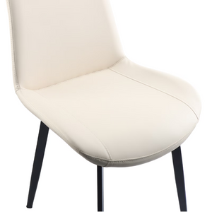 English Elm Black PU Leather Dining Chair Set Curved Ergonomic Seat Steel Legs Modern Kitchen Beige W5815P507359