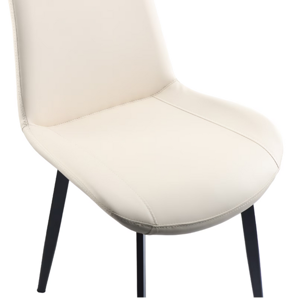English Elm Black PU Leather Dining Chair Set Curved Ergonomic Seat Steel Legs Modern Kitchen Beige W5815P507359