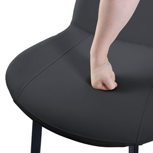 English Elm Black PU Leather Dining Chair Set Curved Ergonomic Seat Steel Legs Modern Kitchen Black W5815P507373