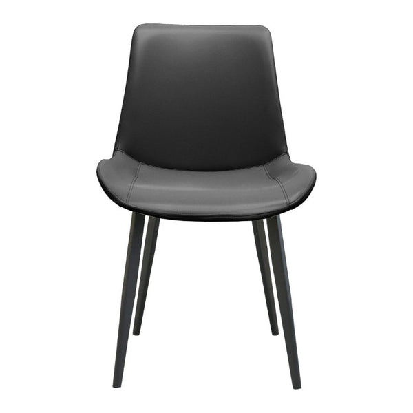 English Elm Black PU Leather Dining Chair Set Curved Ergonomic Seat Steel Legs Modern Kitchen Black W5815P507373