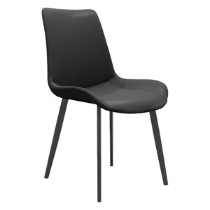 English Elm Black PU Leather Dining Chair Set Curved Ergonomic Seat Steel Legs Modern Kitchen Black W5815P507373