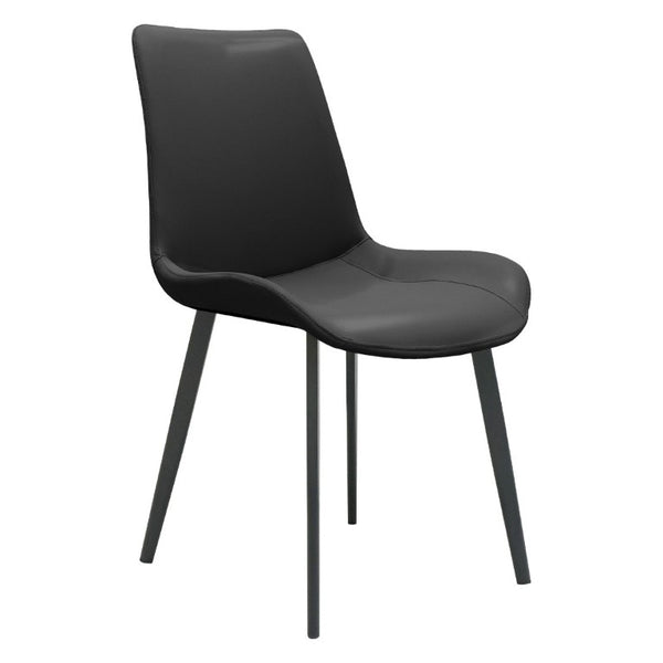 English Elm Black PU Leather Dining Chair Set Curved Ergonomic Seat Steel Legs Modern Kitchen Black W5815P507373