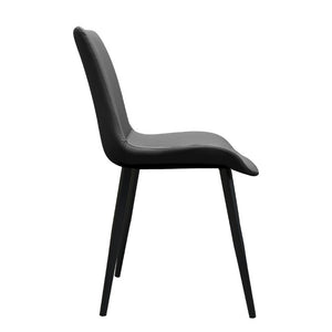 English Elm Black PU Leather Dining Chair Set Curved Ergonomic Seat Steel Legs Modern Kitchen Black W5815P507373
