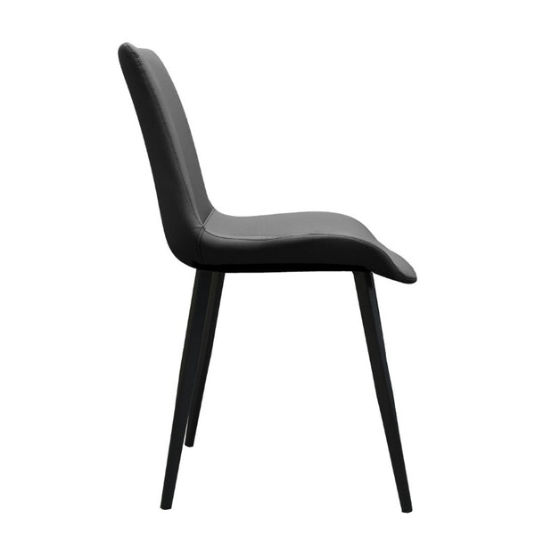 English Elm Black PU Leather Dining Chair Set Curved Ergonomic Seat Steel Legs Modern Kitchen Black W5815P507373