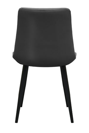 English Elm Black PU Leather Dining Chair Set Curved Ergonomic Seat Steel Legs Modern Kitchen Black W5815P507373