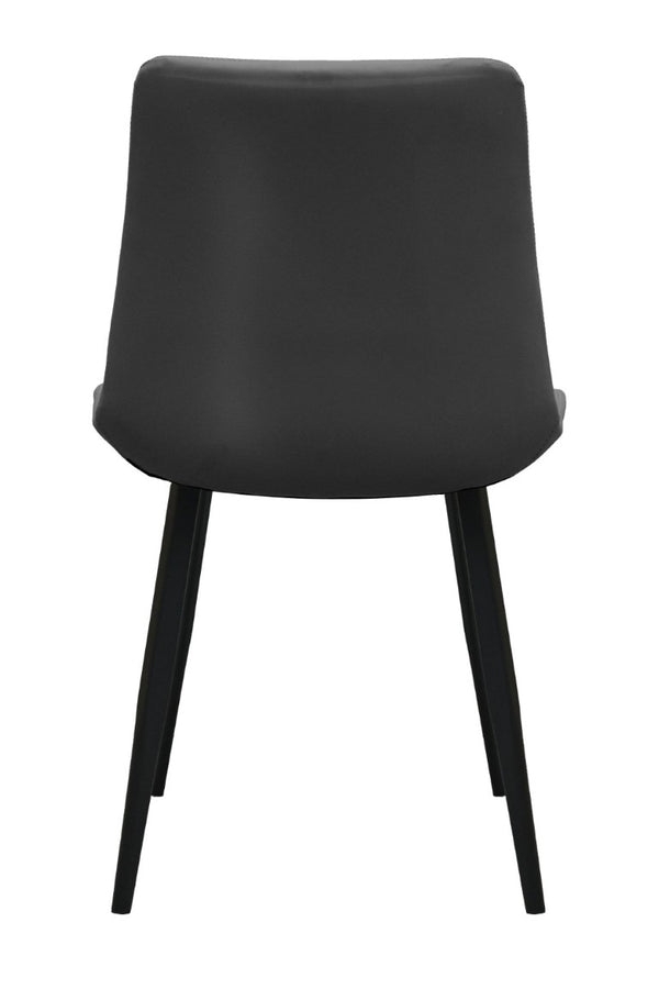 English Elm Black PU Leather Dining Chair Set Curved Ergonomic Seat Steel Legs Modern Kitchen Black W5815P507373