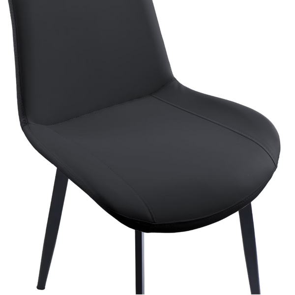 English Elm Black PU Leather Dining Chair Set Curved Ergonomic Seat Steel Legs Modern Kitchen Black W5815P507373